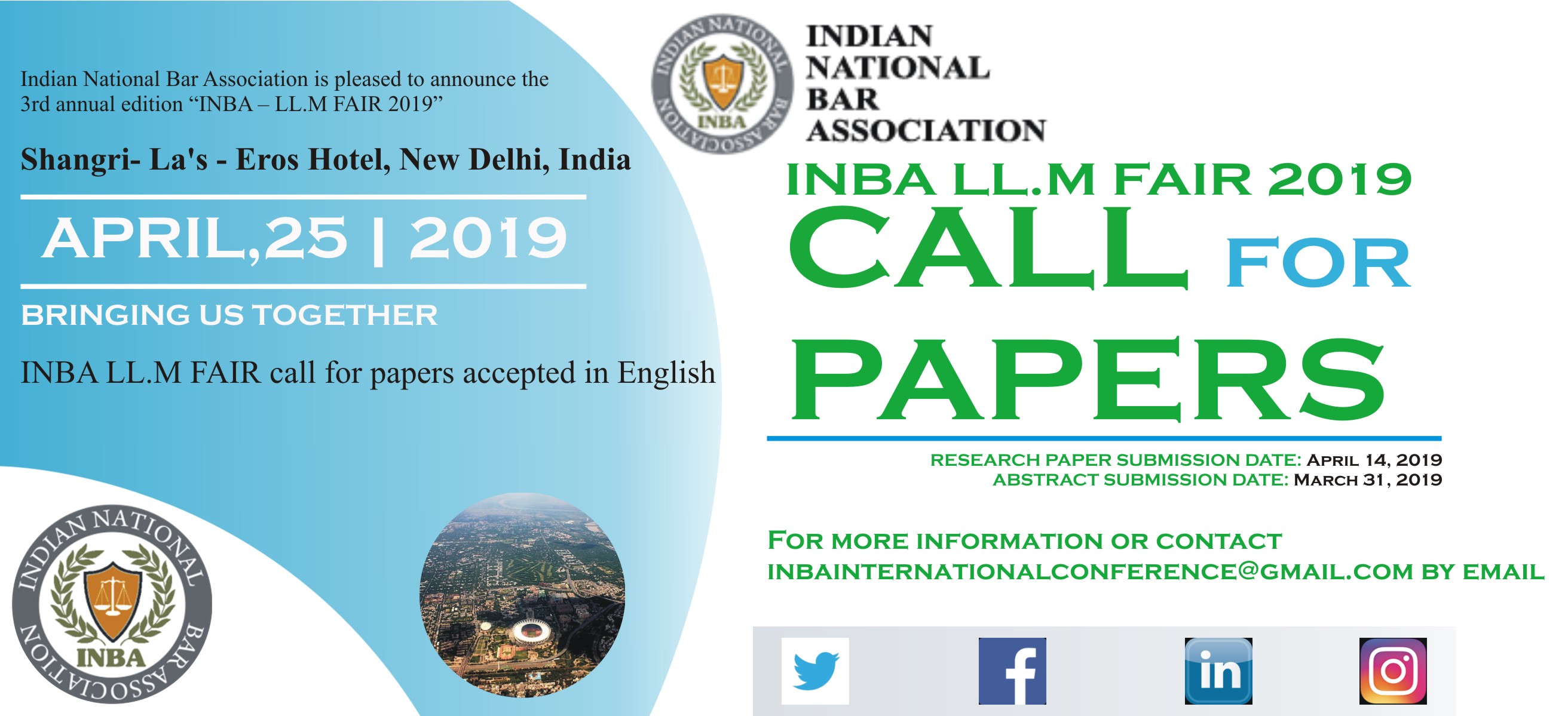 CALL FOR PAPERS : INBA International Conference on International Law 2019