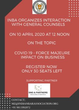 INBA Is Organizing Interaction With General Counsels On April 10, 2020 At 12 Noon
