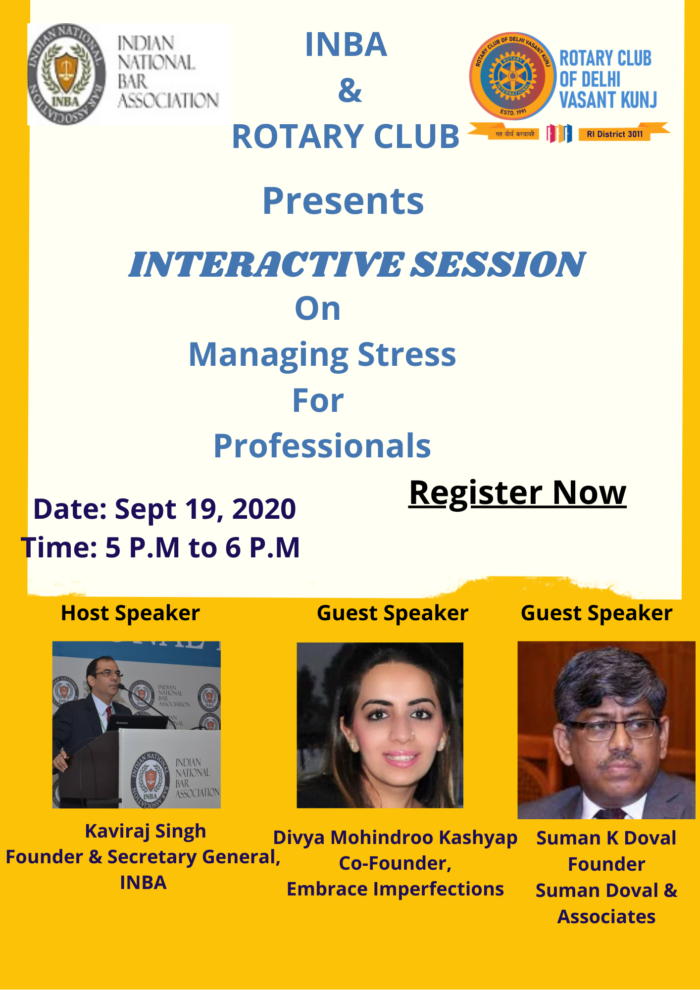 Interactive Session On Managing Stress Post COVID For Professionals By INBA & Rotary Club