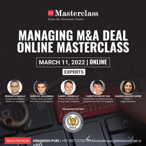 INBA Partners ET For Masterclass On Managing M&A Deal  On March 11, 2022