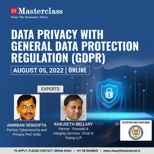 INBA Partners Economic Times For Online Seminar On Data Privacy with General Data Protection Regulation (GDPR) On August 5, 2022