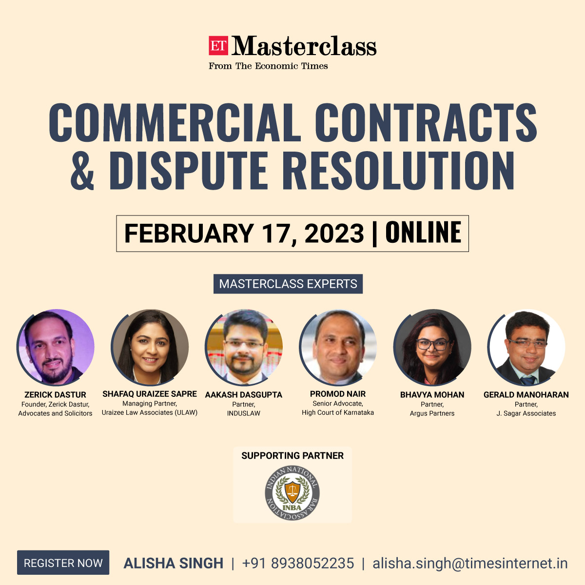 INBA Partners Economic Times For ET Masterclass On Commercial Contracts & Dispute Resolution On February 17, 2023