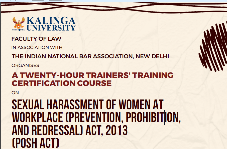 POSH Trainers Course  By INBA & Kalinga University August 2026